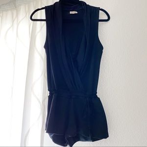 Drape Neck with Waistband Tie Romper